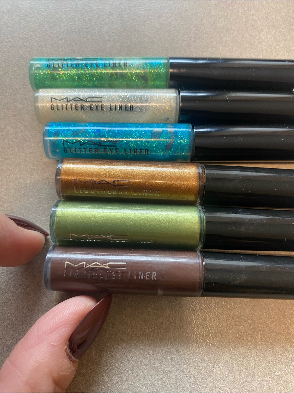 MAC Cosmetics Glitter Eye Liner Set - Green, Silver, Teal, Gold, Lime, Brown